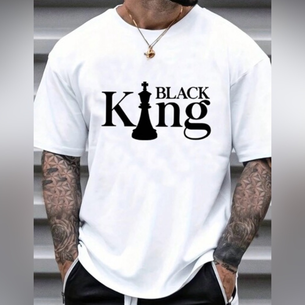 Next Level Apparel White Black King Men's T-Shirt NWOT - Picture 1 of 5